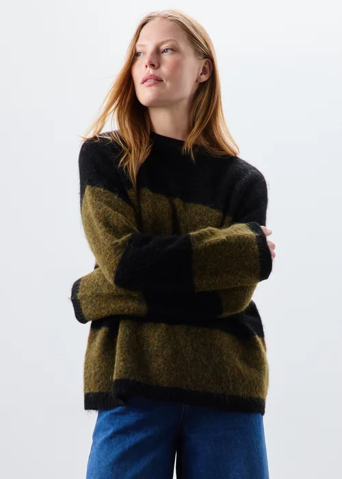 Black Stripe Fluffy Jumper - XS Image 1