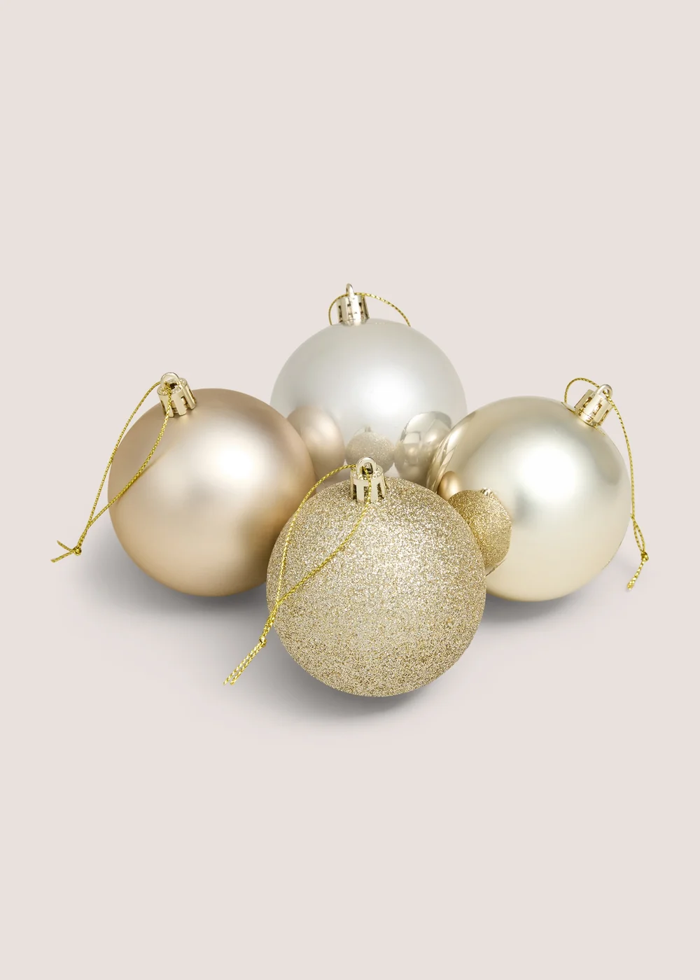 30 Pack Champagne Christmas Baubles Image 2