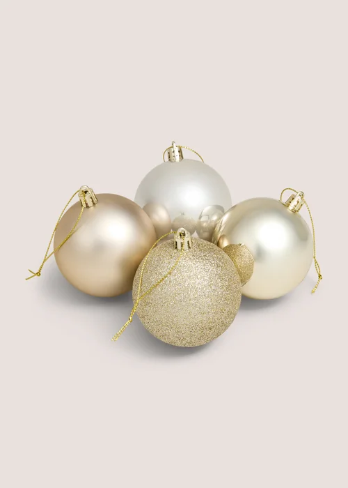 30 Pack Champagne Christmas Baubles Image 2
