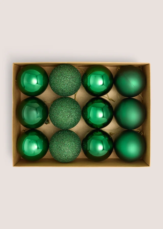 12 Pack Green Baubles