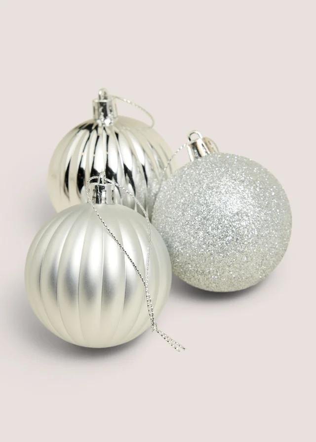 12 Pack Silver Baubles