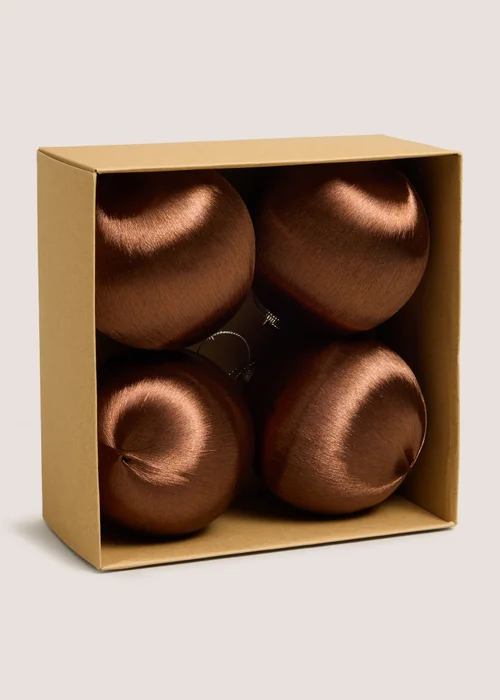 4 Pack Brown Satin Baubles Image 1
