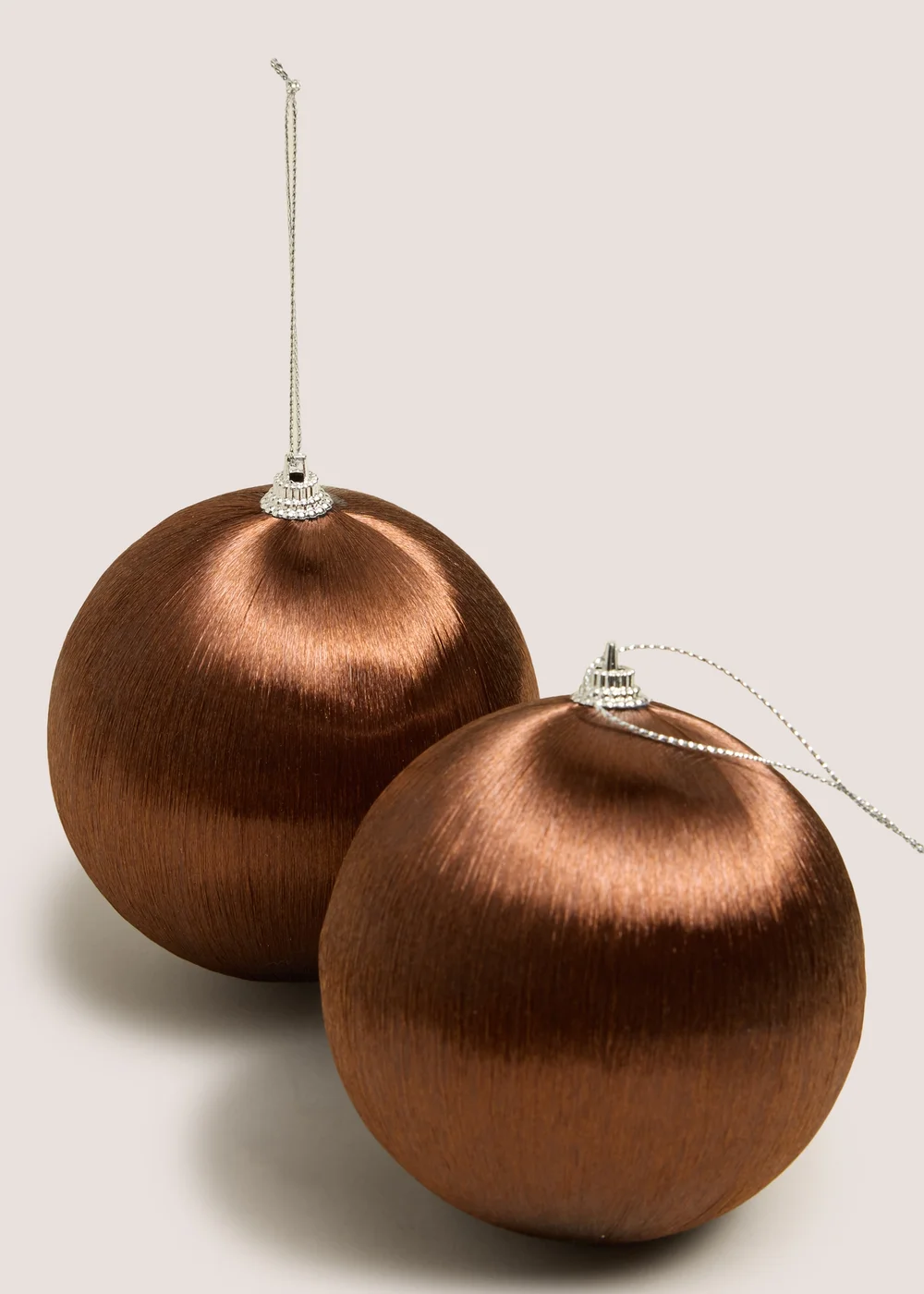 4 Pack Brown Satin Baubles Image 2