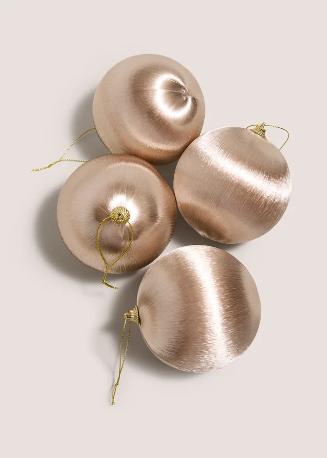 4 Pack Champagne Satin Baubles