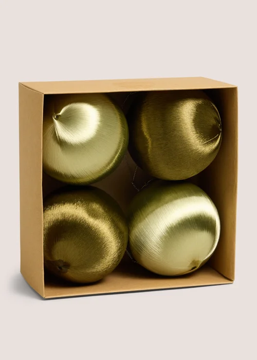 4 Pack Green Satin Baubles Image 1