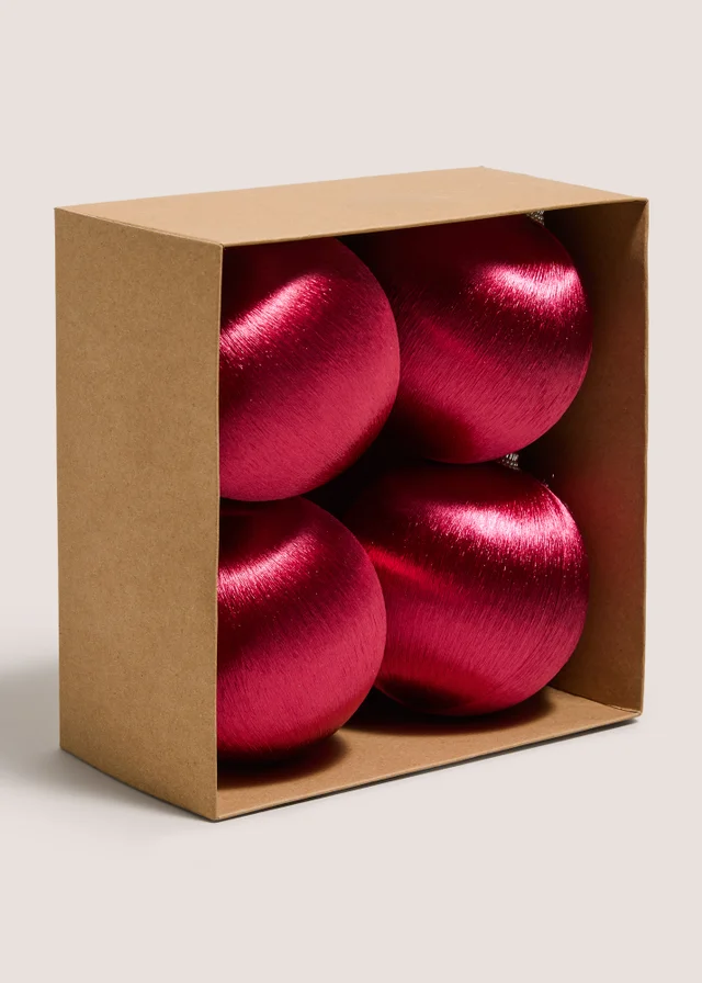 4 Pack Burgundy Satin Baubles