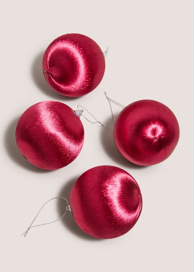 4 Pack Burgundy Satin Baubles