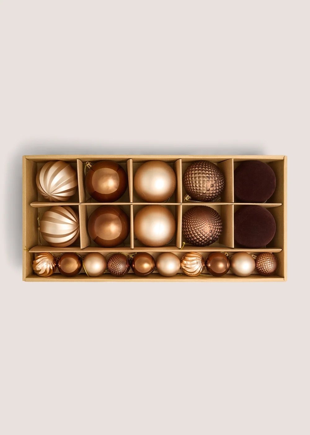 20 Pack Brown Baubles Image 1