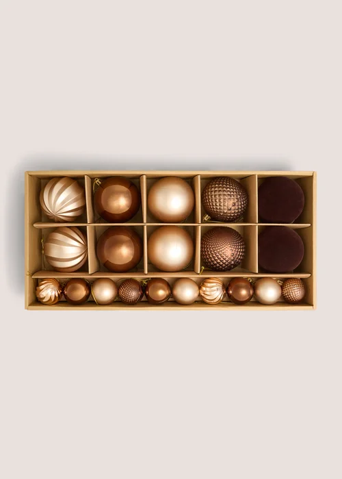 20 Pack Brown Baubles Image 1