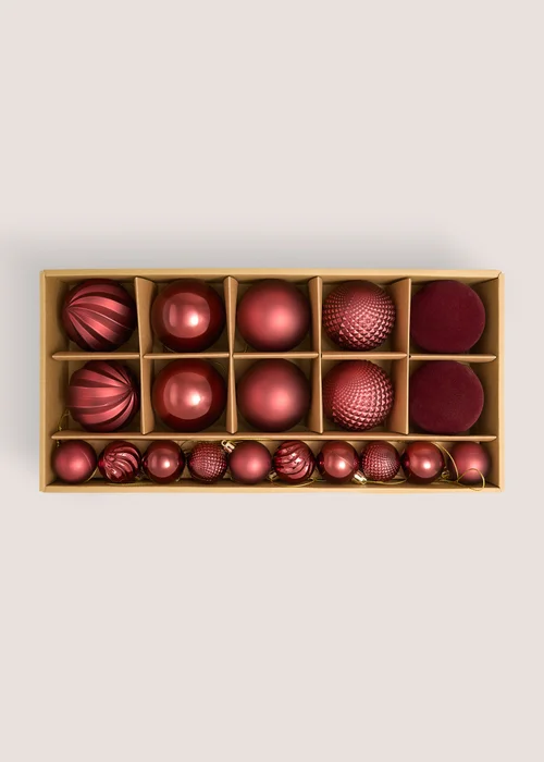 20 Pack Burgundy Baubles Image 1