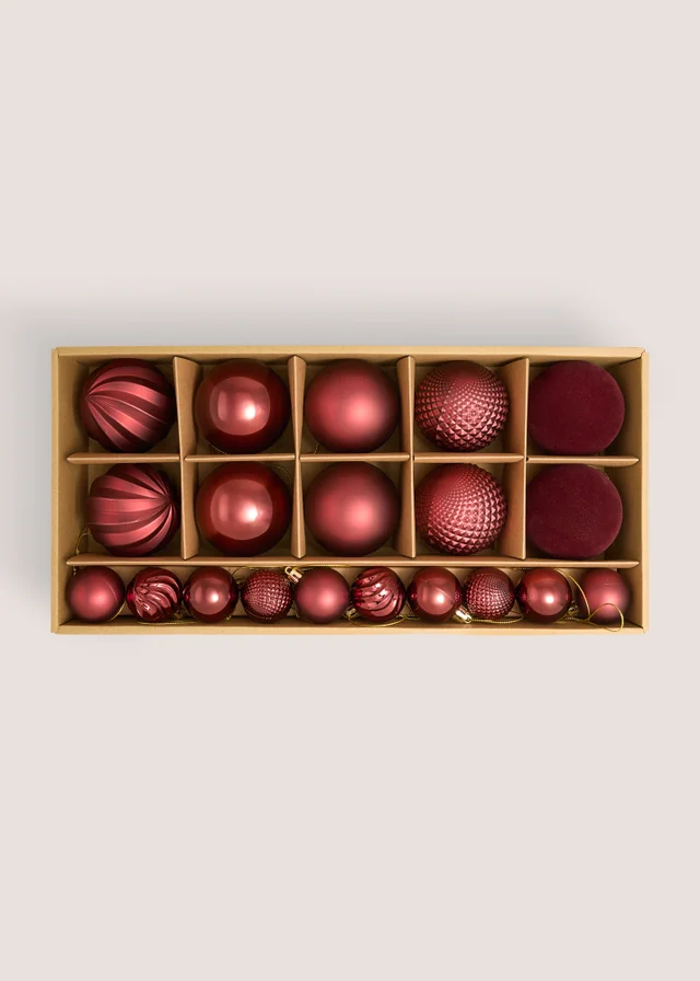 20 Pack Burgundy Baubles