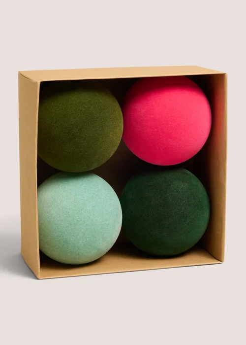 4 Pack Flocked Bauble Pack Image 1