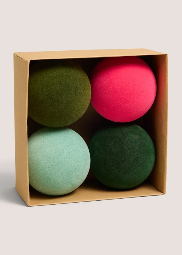 4 Pack Flocked Bauble Pack