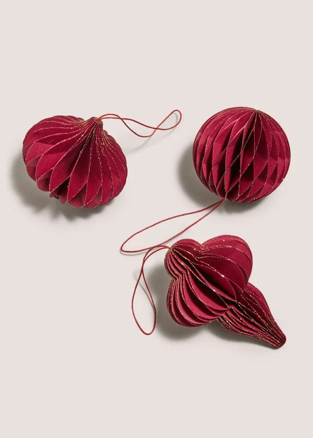 3 Pack Burgundy Paper Decorations