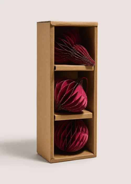 3 Pack Burgundy Paper Decorations Image 1