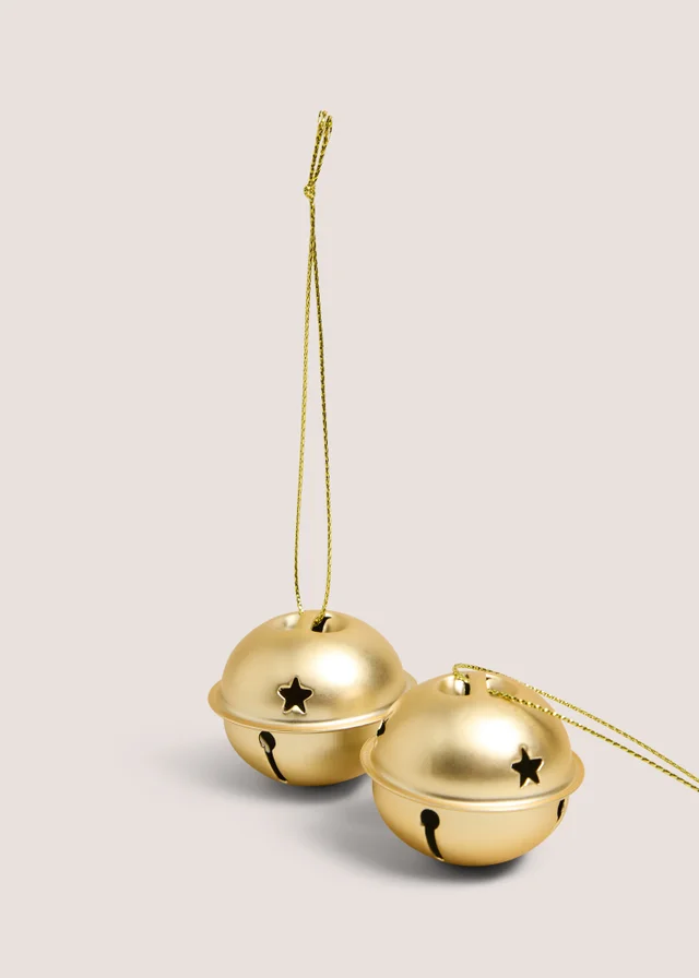 9 Pack Gold Bell Baubles