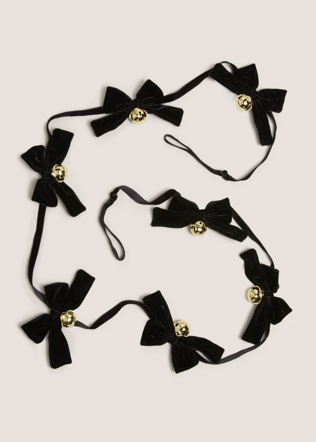 Black Bow Garland Christmas Decoration