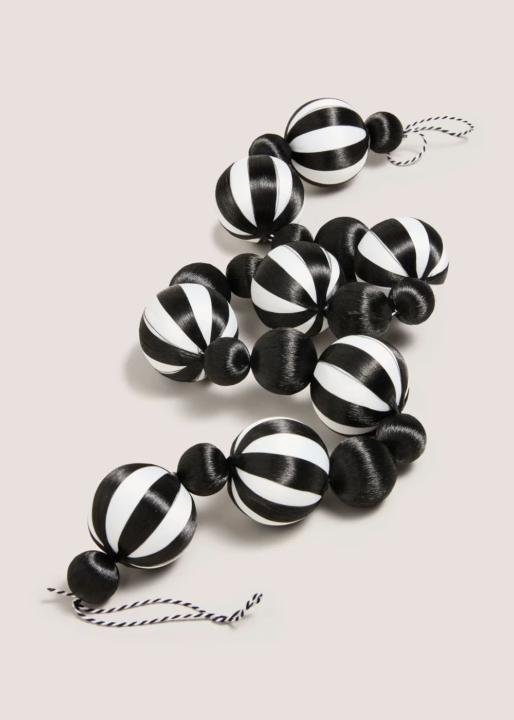 Black/White Striped Satin Christmas Garland Image 1
