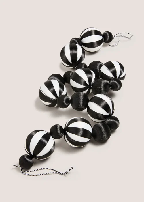 Black/White Striped Satin Christmas Garland Image 1
