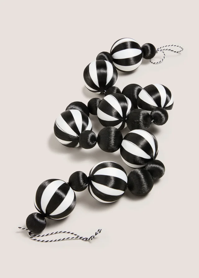 Black/White Striped Satin Christmas Garland