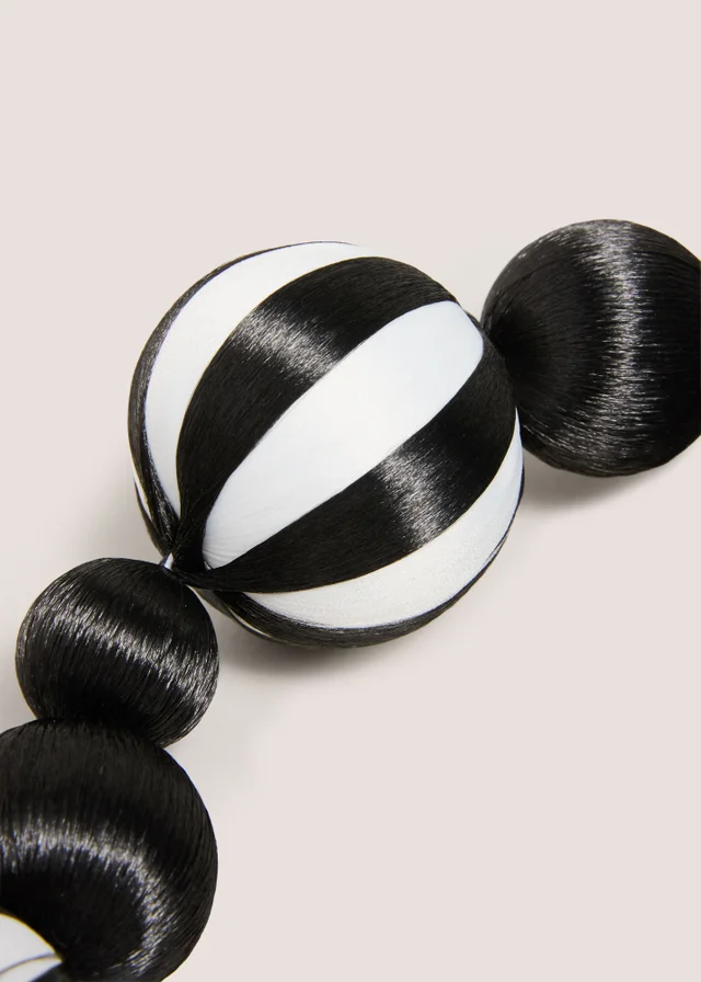 Black/White Striped Satin Christmas Garland