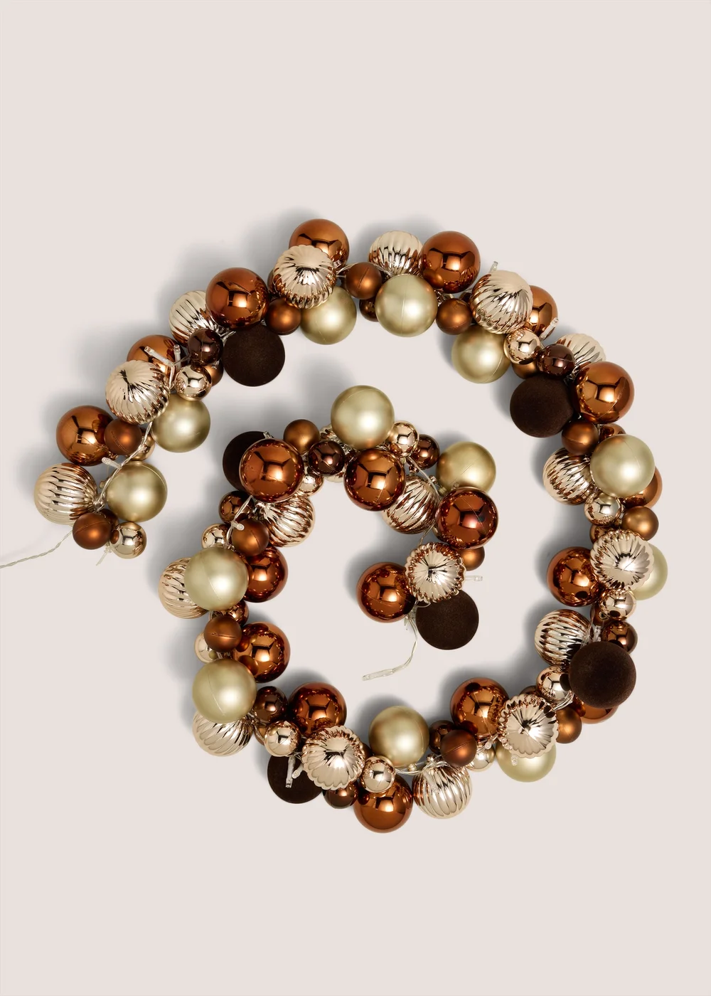 Brown Pre Lit Christmas Bauble Garland Image 1