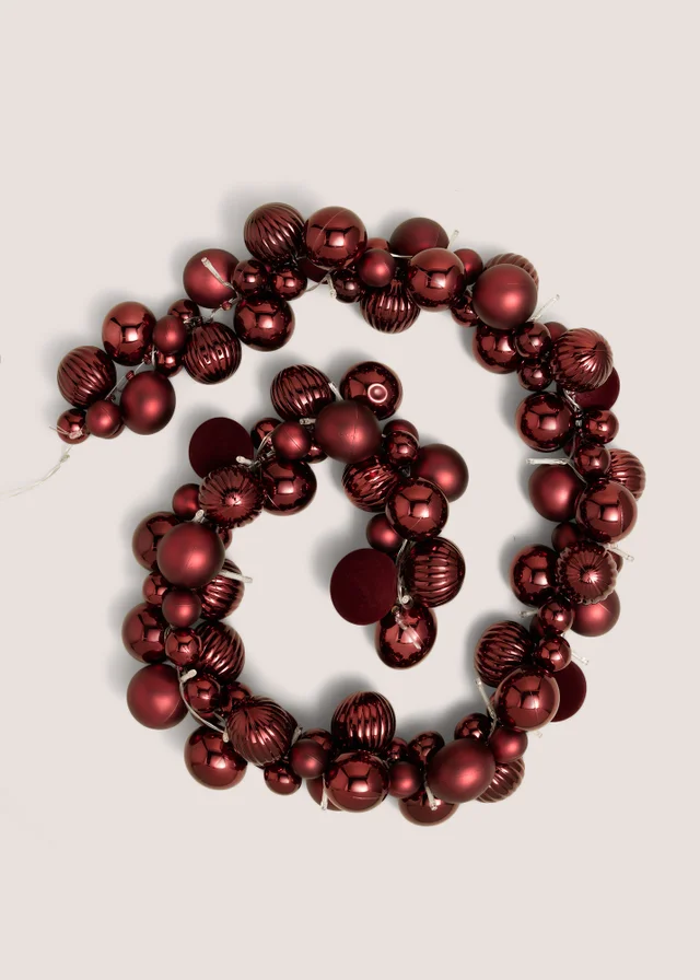 Burgundy Pre Lit Christmas Bauble Garland