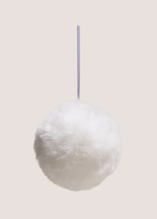 White Pom Pom Christmas Decoration Image 1