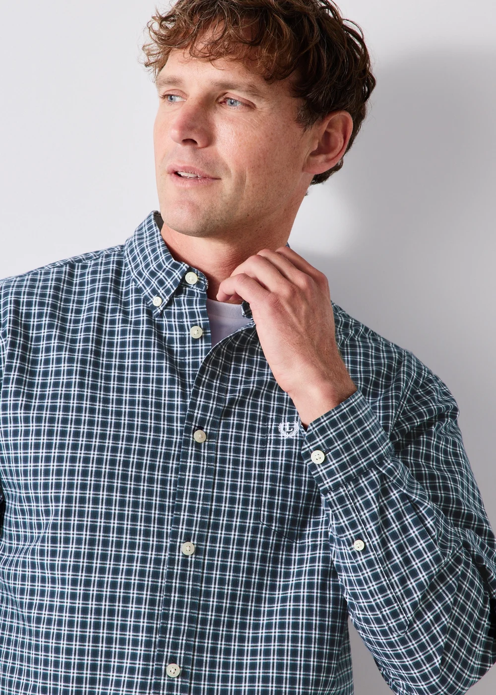 Lincoln Navy Mini Check Shirt - S Image 3