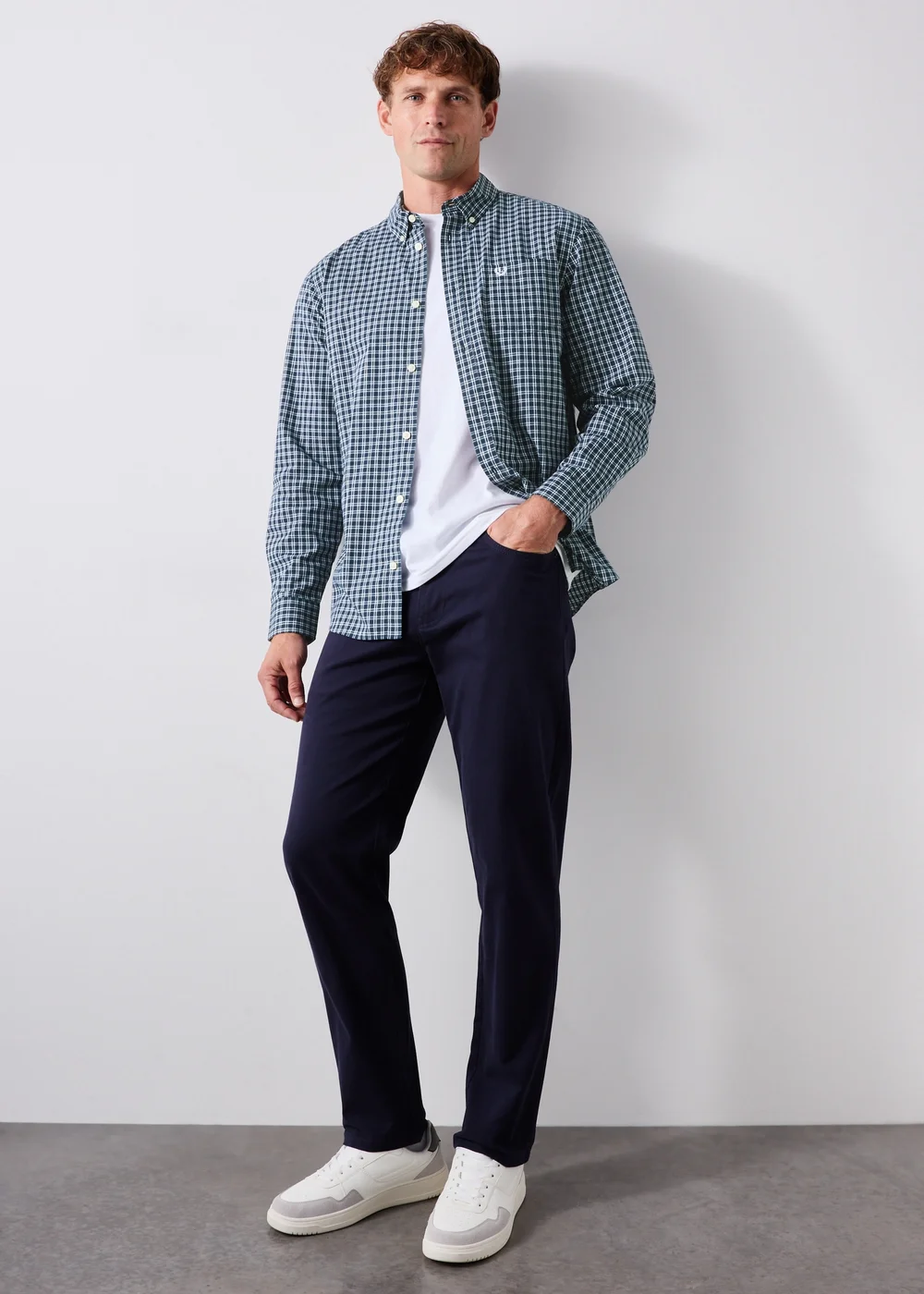 Lincoln Navy Mini Check Shirt - S Image 4