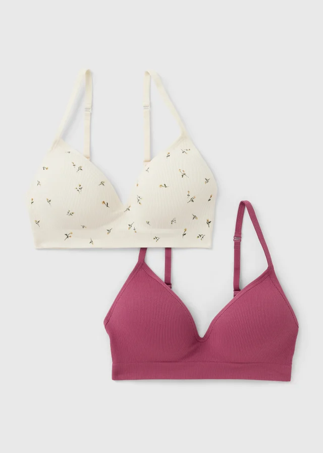 2 Pack Rose & Cream Seam Free Bra