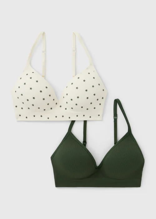 2 Pack Multicoloured Soft Touch Bra - S Image 1