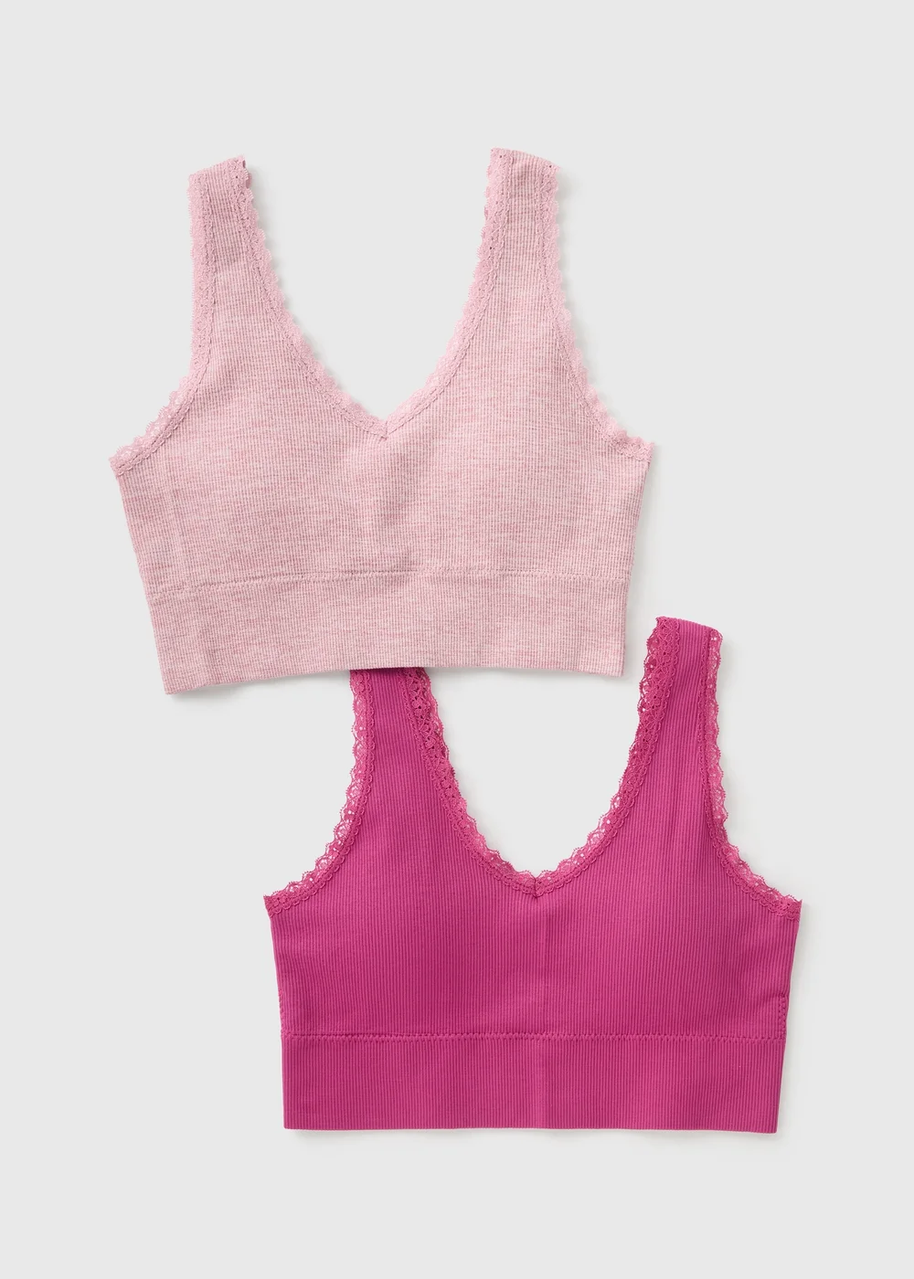 2 Pack Pink/Fuchsia Ribbed Bralette - S Image 1