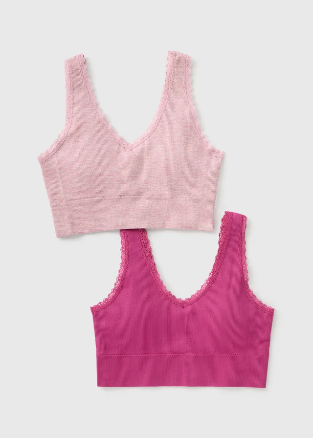 2 Pack Pink/Fuchsia Ribbed Bralette