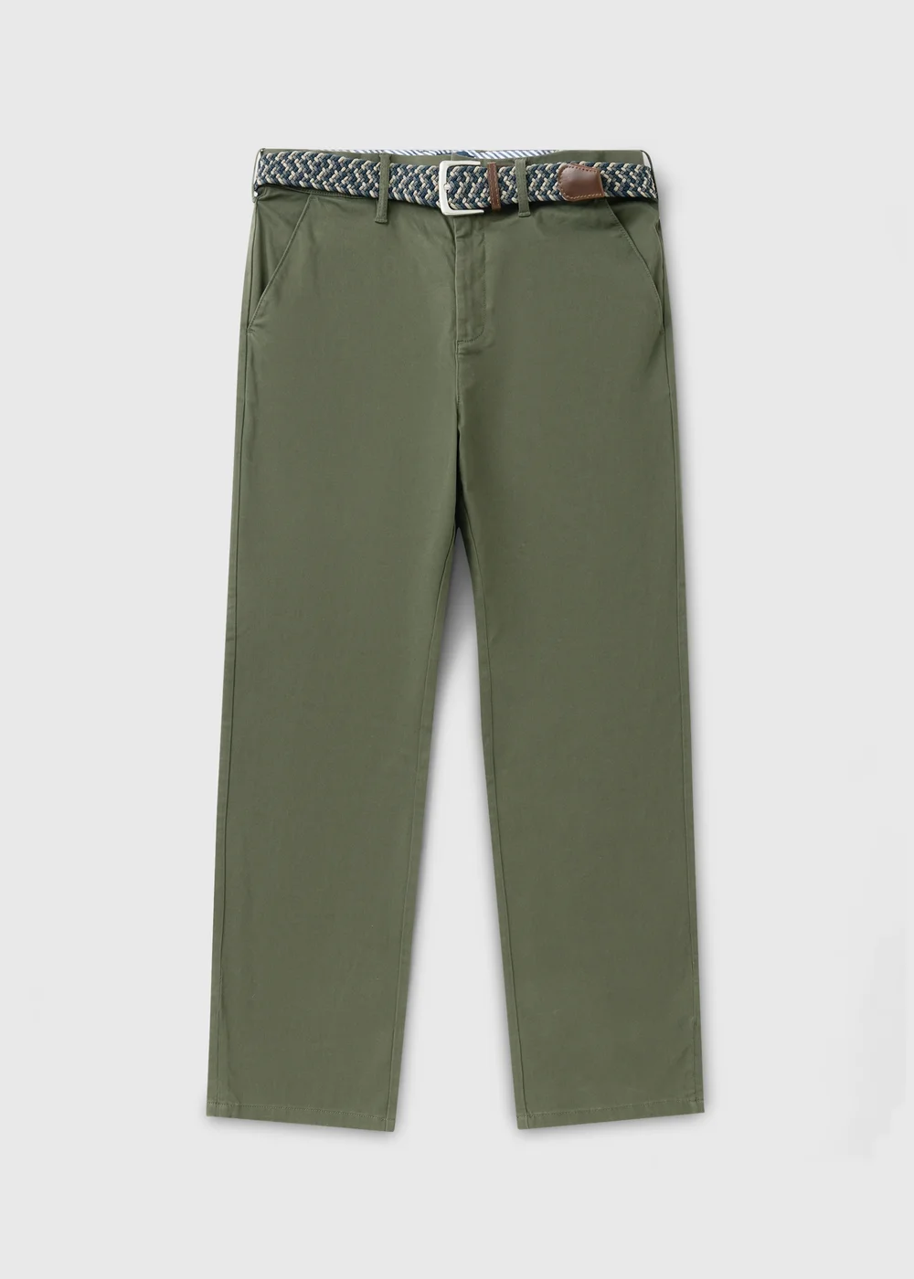 Lincoln Khaki Belted Chino Trousers - 34 R Image 1