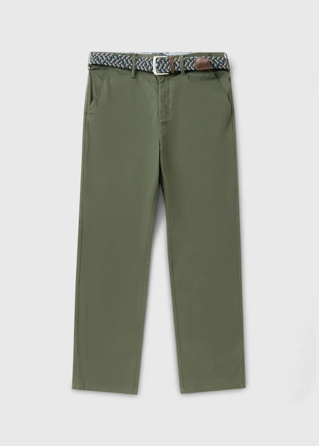 Lincoln Khaki Belted Chino Trousers
