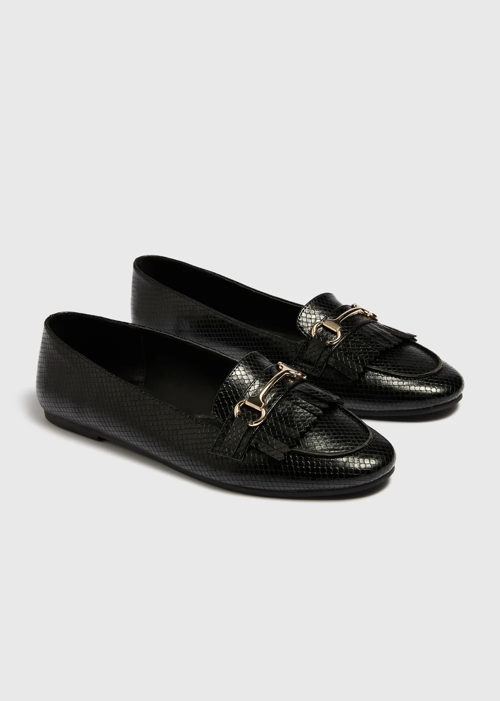 Black Fringe Metal Bar Loafers - 6 Image 1