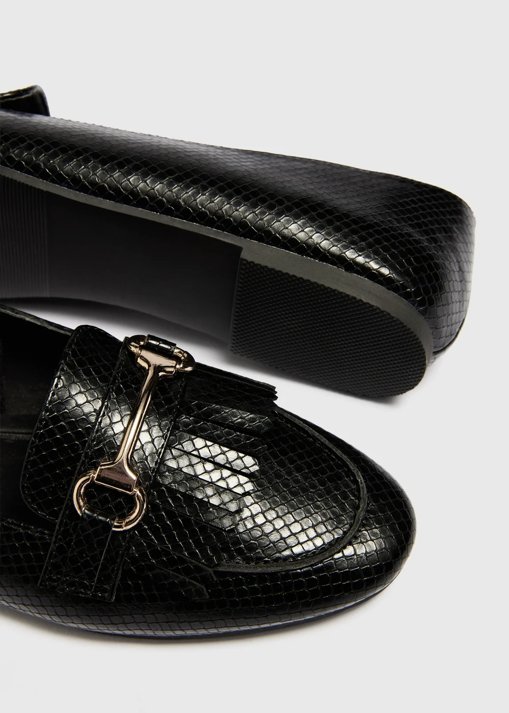 Black Fringe Metal Bar Loafers - 6 Image 4