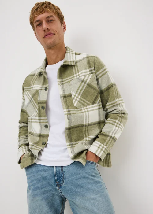 Sage Green Brushed Check Overshirt - S Image 1