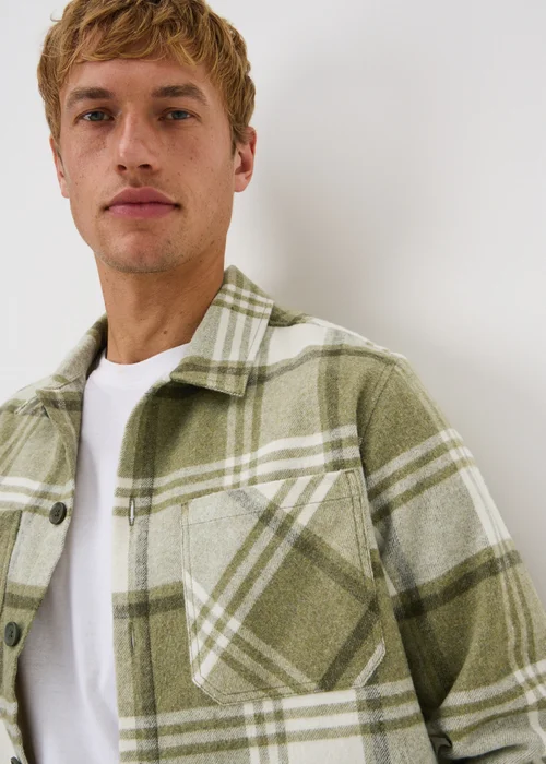 Sage Green Brushed Check Overshirt - S Image 3