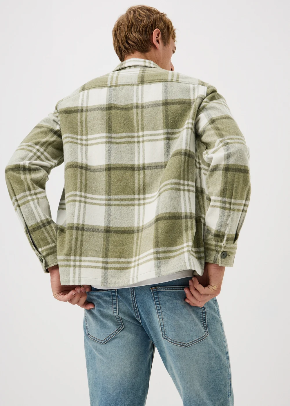 Sage Green Brushed Check Overshirt - S Image 2