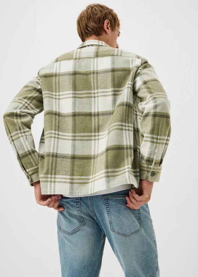Sage Green Brushed Check Overshirt