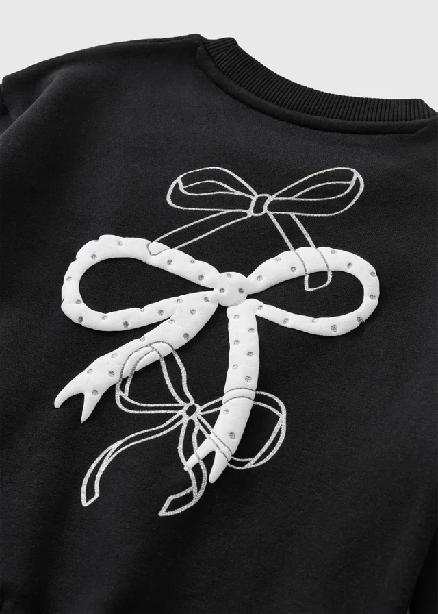 Girls Black Bow Print Sweatshirt(1-8yrs)