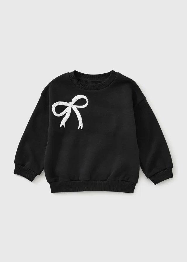 Girls Black Bow Print Sweatshirt(1-8yrs)