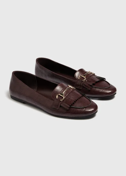 Burgundy Fringed Metal Bar Loafer - 3 Image 3