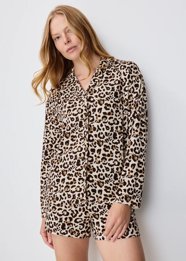Leopard Print Long Sleeve Pyjama Set