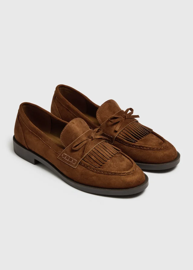 Tan Faux Suede Chunky Loafers
