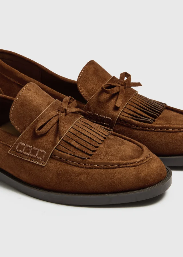 Tan Faux Suede Chunky Loafers
