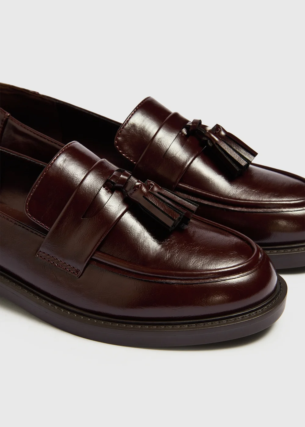 Burgundy Crinkle Chunky Loafers - 3 Image 3