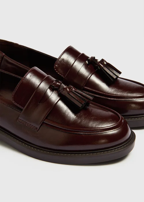 Burgundy Crinkle Chunky Loafers - 3 Image 3